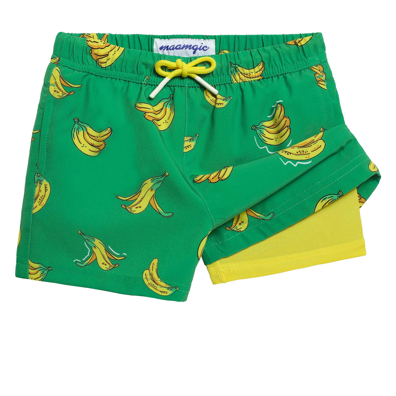 MaaMgic Badehose Jungen Badeshorts Kinder | Schnelltrocknend Schwimmhose Kurz Swim Shorts für Kleine | 2 in 1 Boardshorts mit Kompression Innenhose Taschen Verstellbare Tunnelzug MEHRWEG