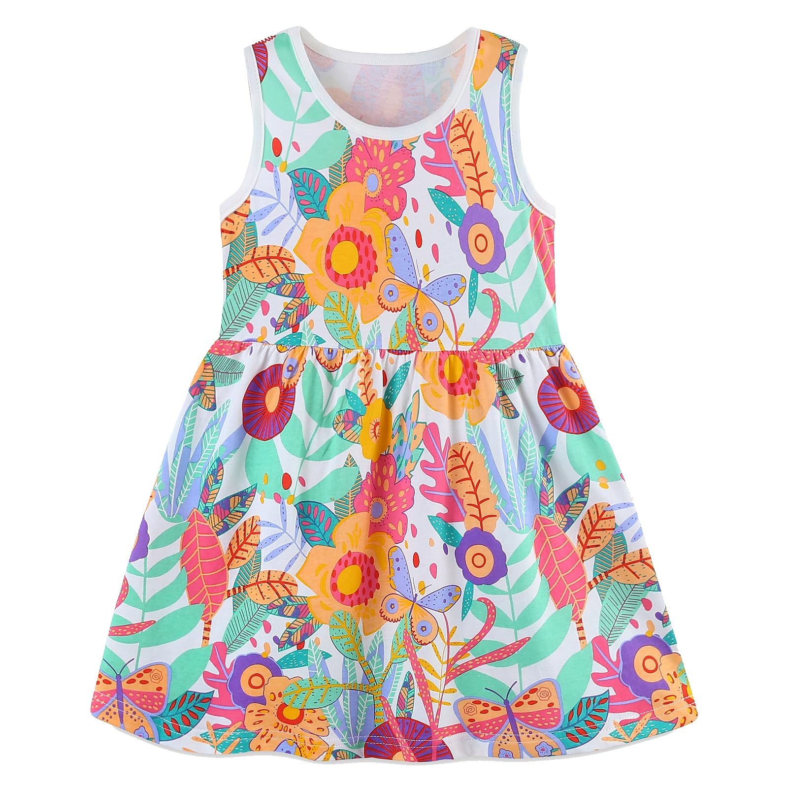 Codkkre Vestido Niña Unicornio Vestidos de niñas de algodón Vestidos de niña Cuello Redondo Vestido Princesa para Fiesta de Verano Talla 2-8 Años