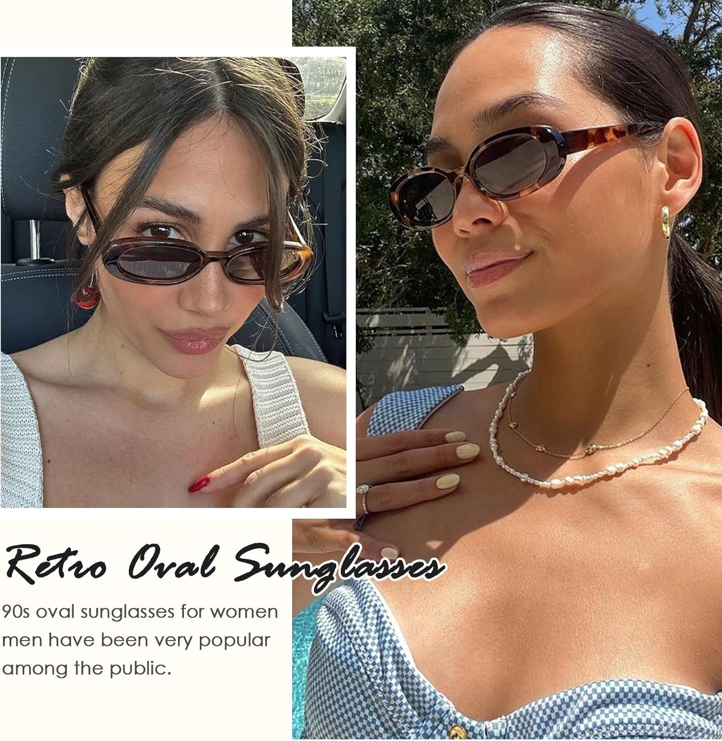 Retro Oval Sunglasses for Women Men Trendy Small Oval Shaped Sun Glasses 90's Vintage Shades - Image 4