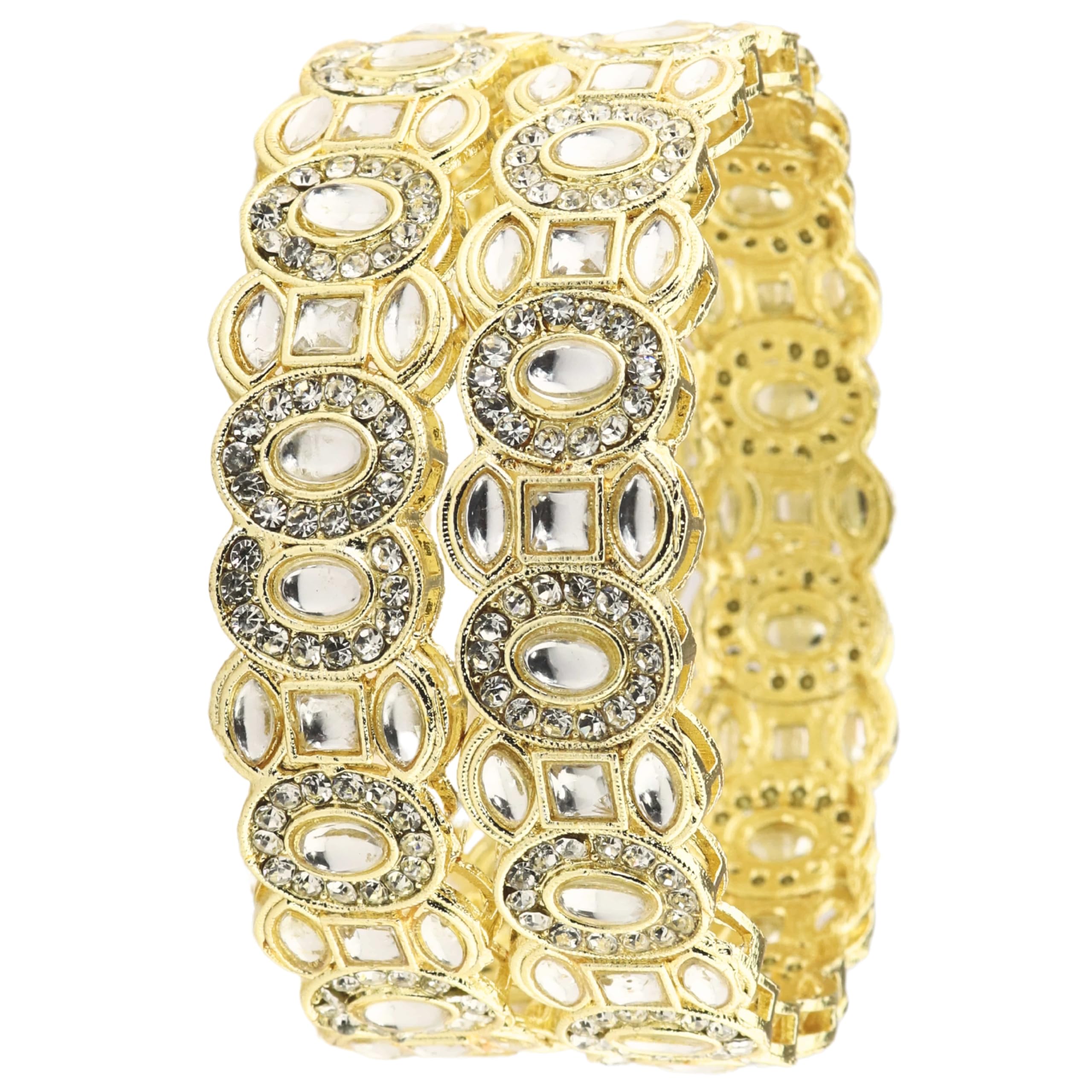NMII Premium Gold Metal Bangles Bracelet For Women & Girls with Zircon & Kundan Stones | Girls' Bangles Bracelet | Chuda Kada Stylish | AD Kada | Bridal Bangles | Fashion Jewellery-(MAH121-Gold-2.4) 4