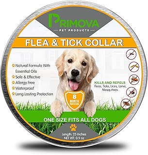 Primova - Flea and Tick Collar for Dogs - Enhanced with Natural Essential Oils - 8 Months Protection - Safe & Allergy Free - Adjustable & Waterproof - Repels Fleas Ticks Mosquitos - One Size Fits All - coolthings.us