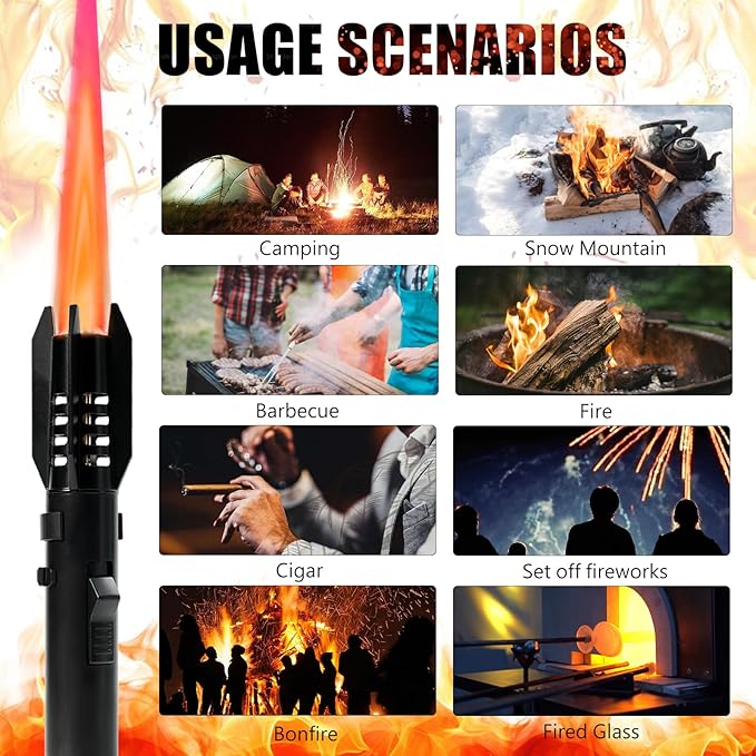 Encendedor Camping Antorcha Recargable A Prueba Viento Negro miniatura 7