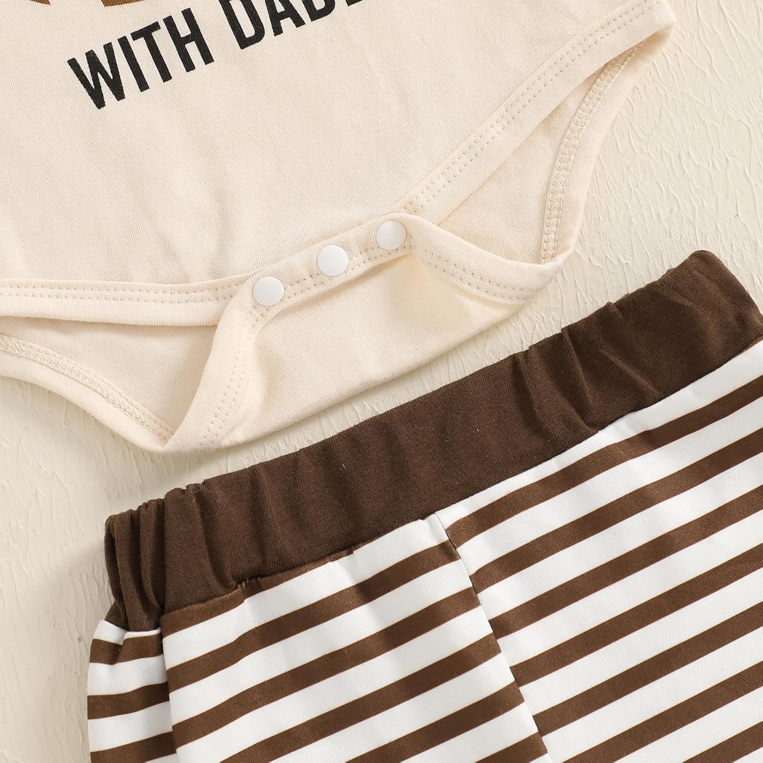 Muasaaluxi Newborn Baby Boy Football Outfit On Sundays We Watch Football with Daddy Romper Stripe Long Pants Hat Set - Image 4