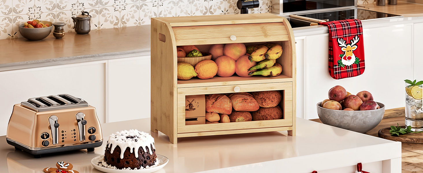 Amazon.com - HOOBRO Bread Box, Bamboo Bread Box for Kitchen