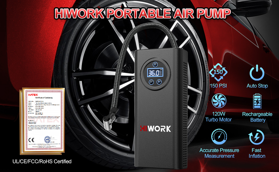 Customer Reviews For Tire Inflator Portable Air Compressor, 150PSI Cordless Air Pump For Car Tires With Digital Pressure Gauge, Rechargeable Tire Pump With LED Light For Car Bike Motorcycles Balls - View #3