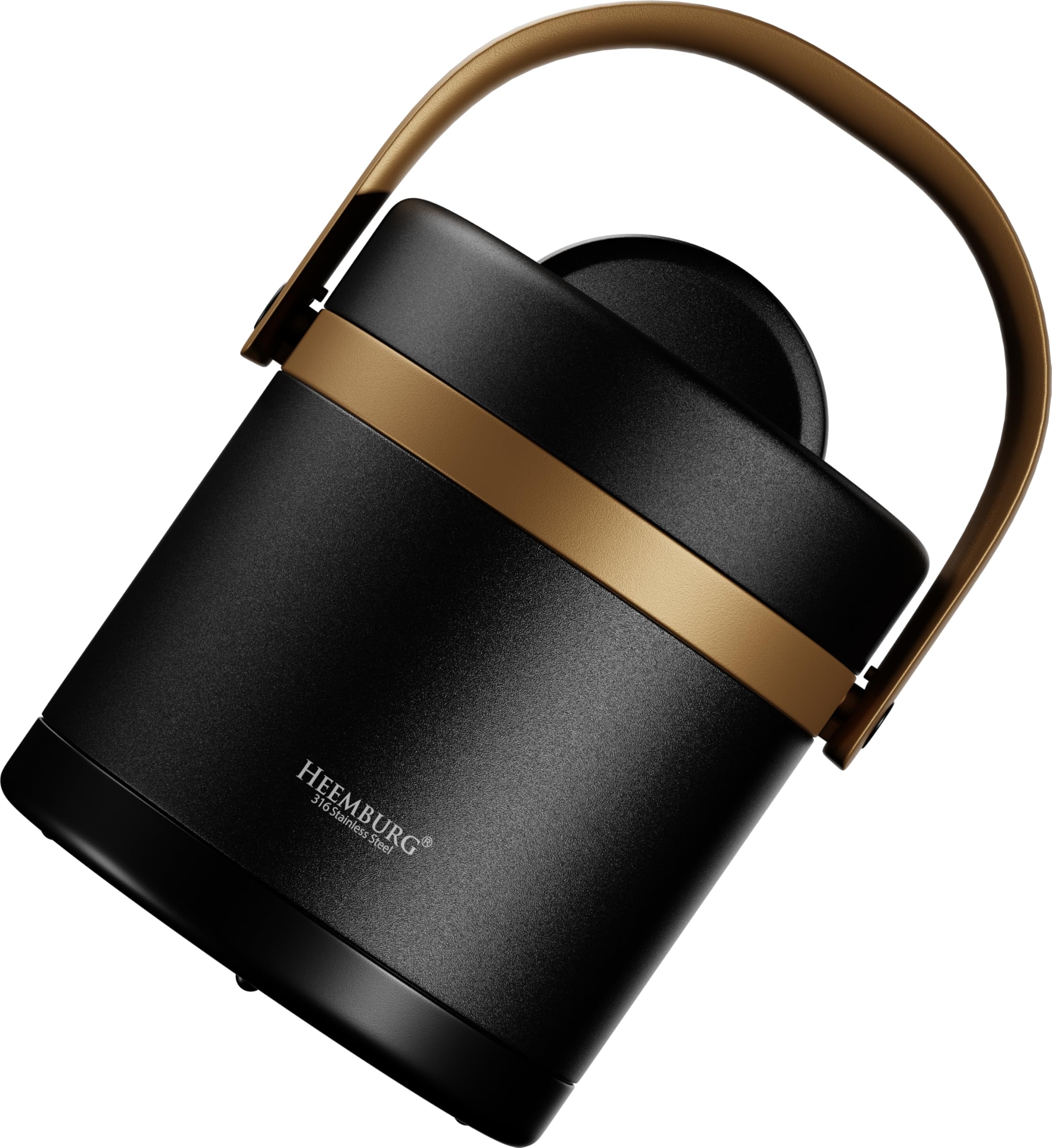 HEEMBURG Fiambrera térmica de acero inoxidable, recipiente aislado para platos calientes, comidas, sopa, fruta, para oficina y exterior, vaso de alimentos (negro, 1300 ml)