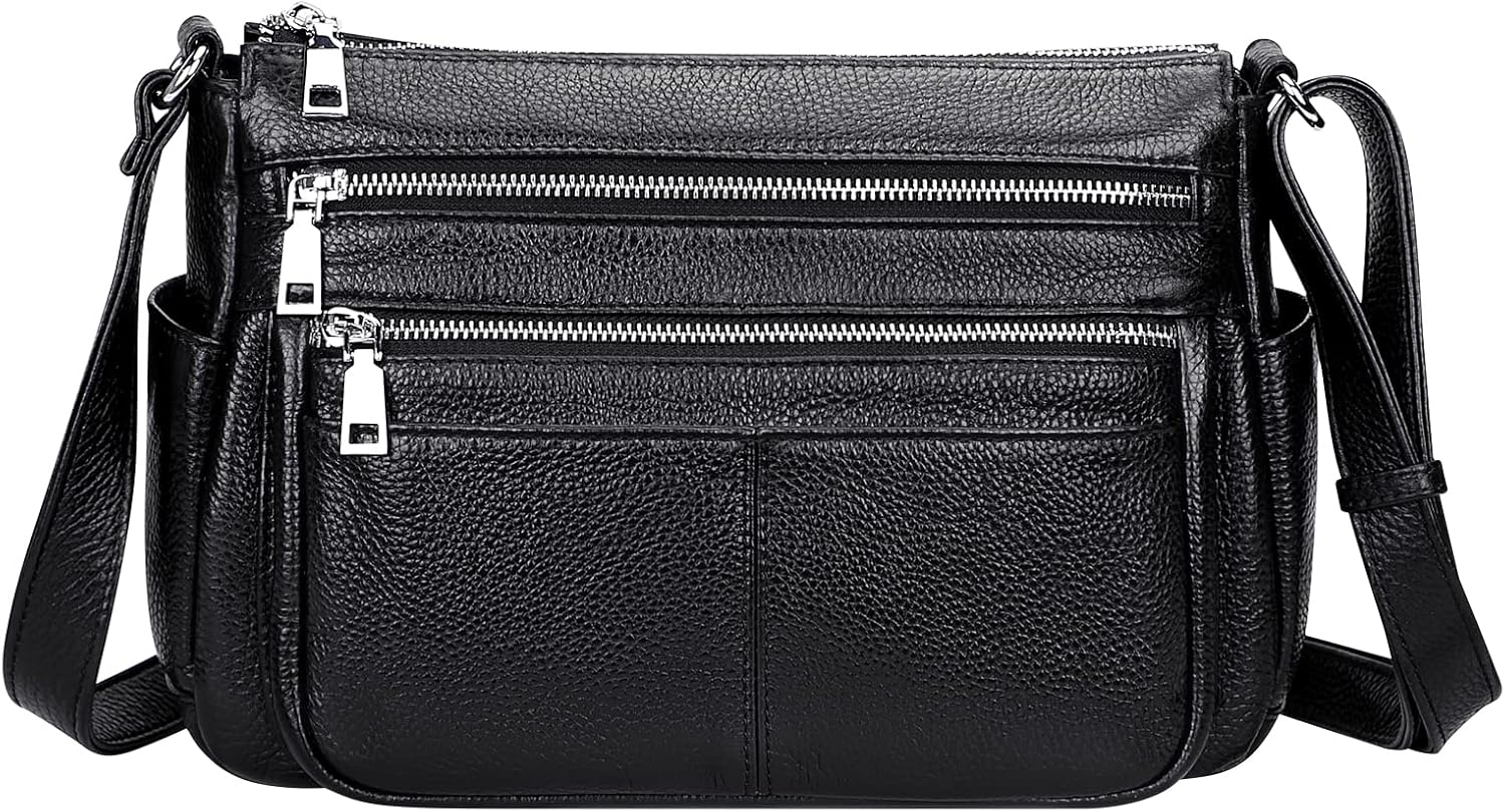 Over Earth Leather Crossbody Bag for Women Soft Multi Pockets Messenger