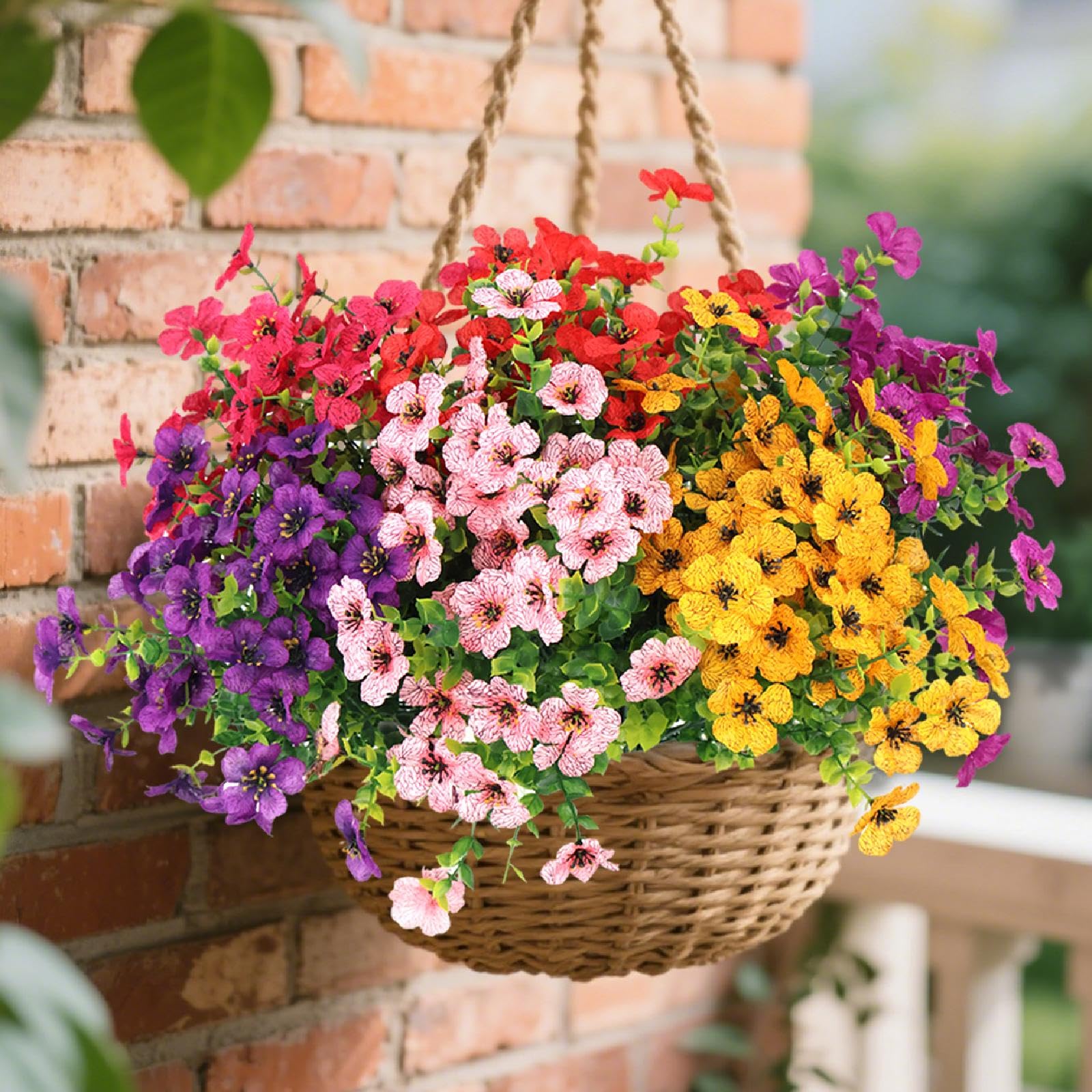 EverPetal Outdoor Faux Plants 12 Bundles, Uv Resistant Artificial Outdoor Flowers, Artificial Flowers for Outdoors Indoor Porch Patio Home Yard Garden