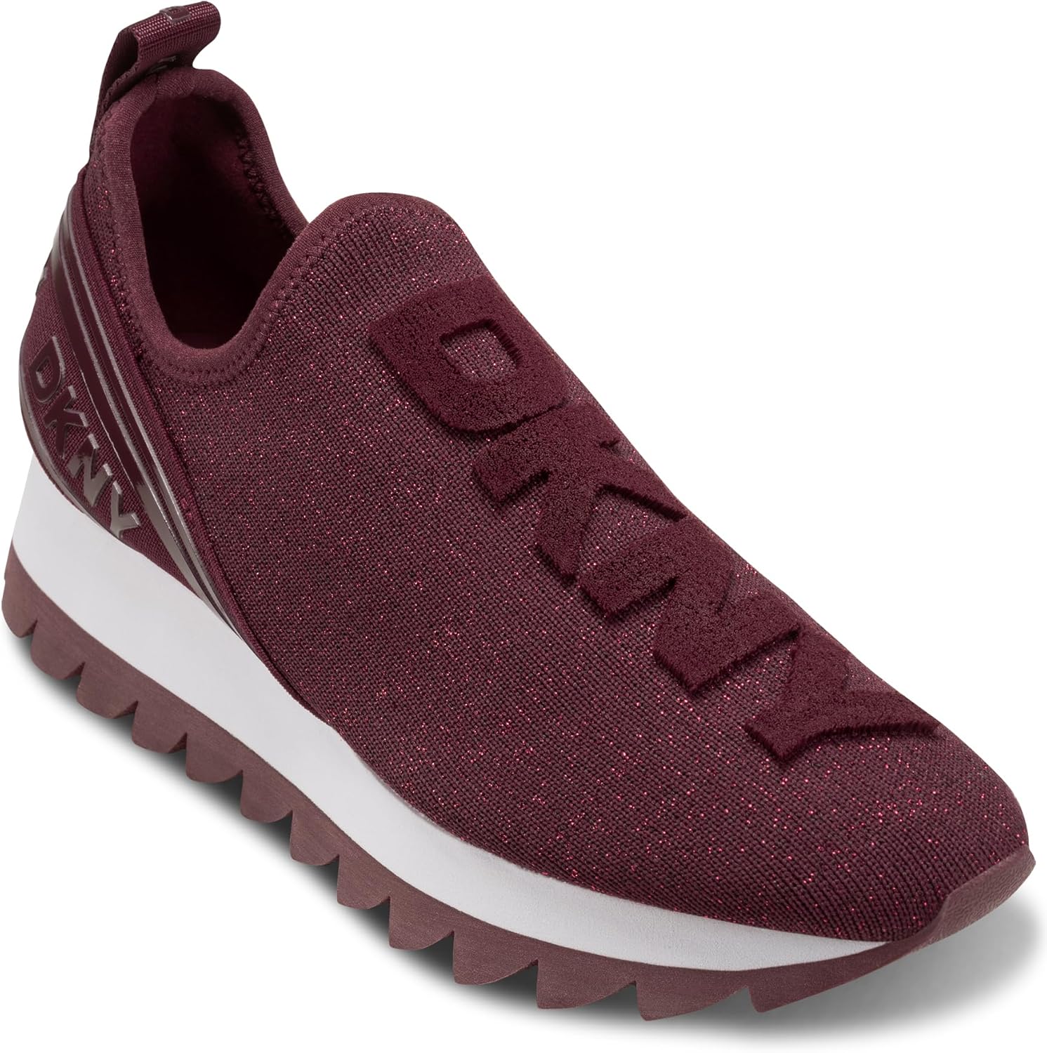 DKNY Womens Abbi Knit Slip on Sneaker with Logo
