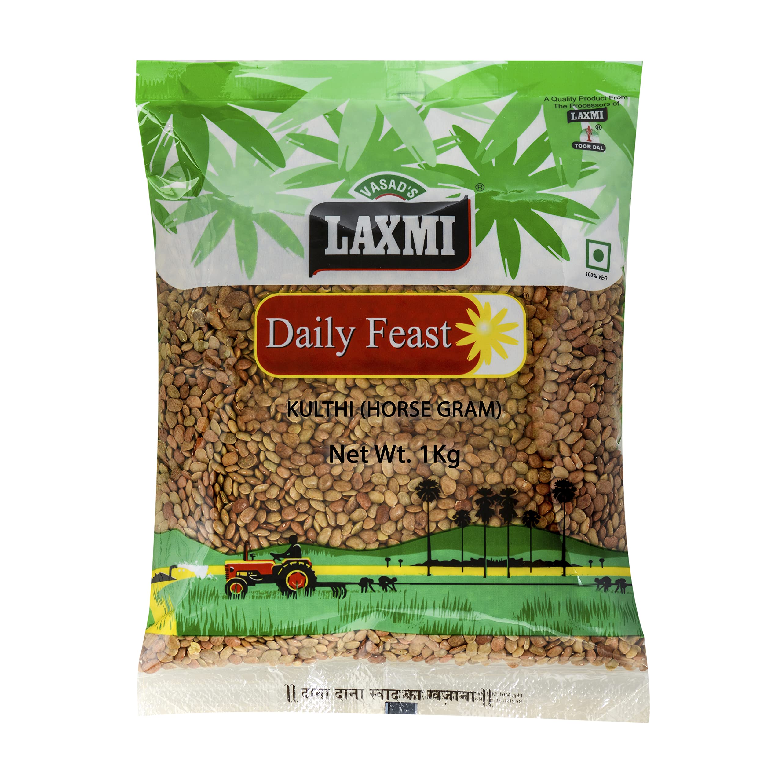Laxmi Daily Feast 1 Kg Kulthi | Brown Horse Gram | Kulthi Beans | Kaanam | Hulthi | Ulavalu | Kuleeth | Gahat | Vellai Kollu Paruppu - (Pack of 1) - Image 4 thumbnail