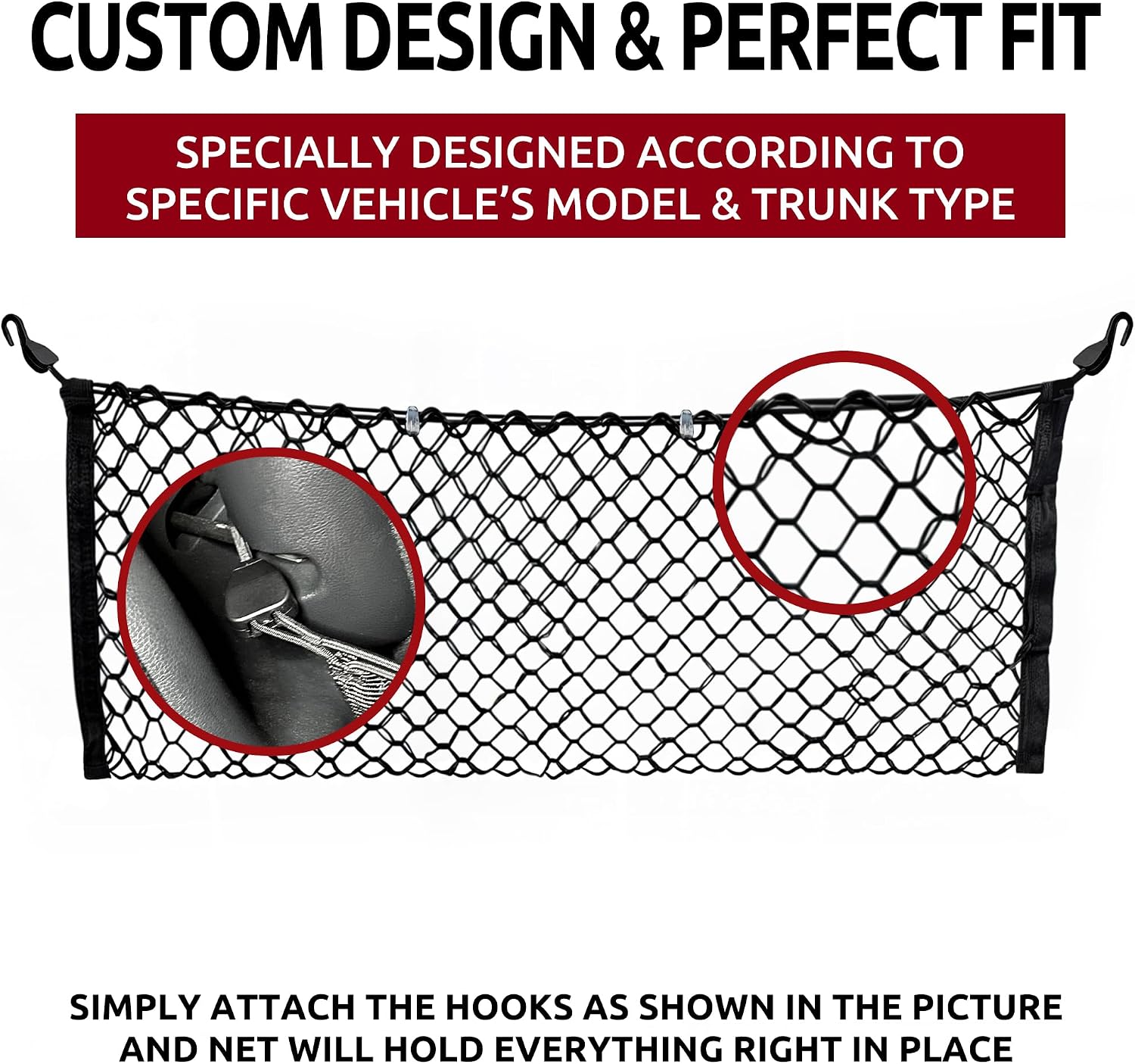 Envelope Style Trunk Mesh Cargo Net Compatible with Honda HRV HR-V LX EX Touring Sport 2013-2022 - Car Accessories - Premium Trunk Organizers and Storage - Cargo Net for SUV - Carrier Organizer image 4