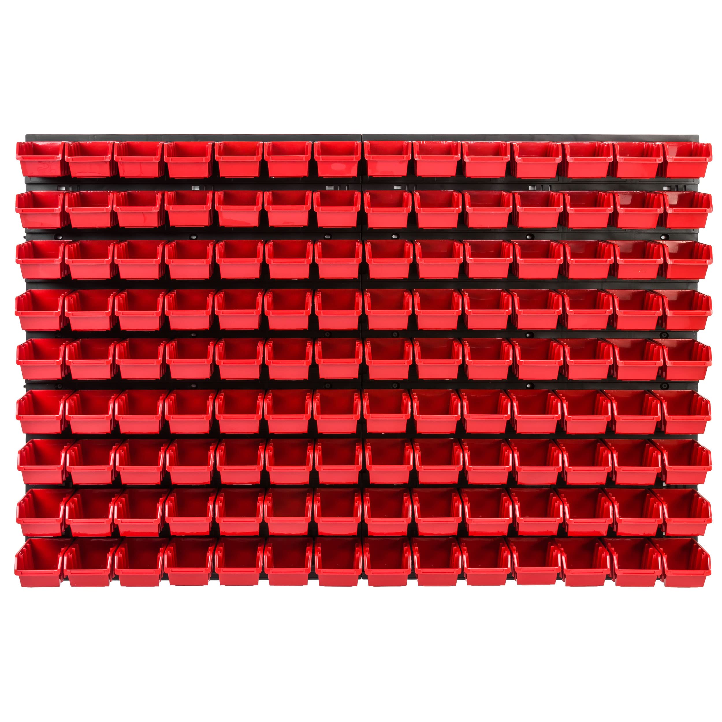 System magazynowy regał warsztatowy | 115 x 78 cm | 126 szt. pudełko | regał ścienny z pojemnikami do układania w stos – płyty ścienne, bardzo mocny regał do przechowywania, regał magazynowy