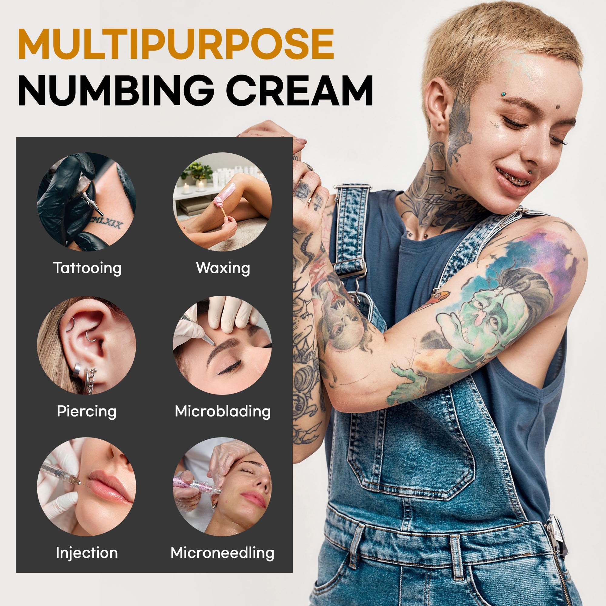Adellina Tattoo Numbing Cream for Tattoos, Maximum Strength Numbing Cream for Men and Women, 50g/1.7oz — view 4