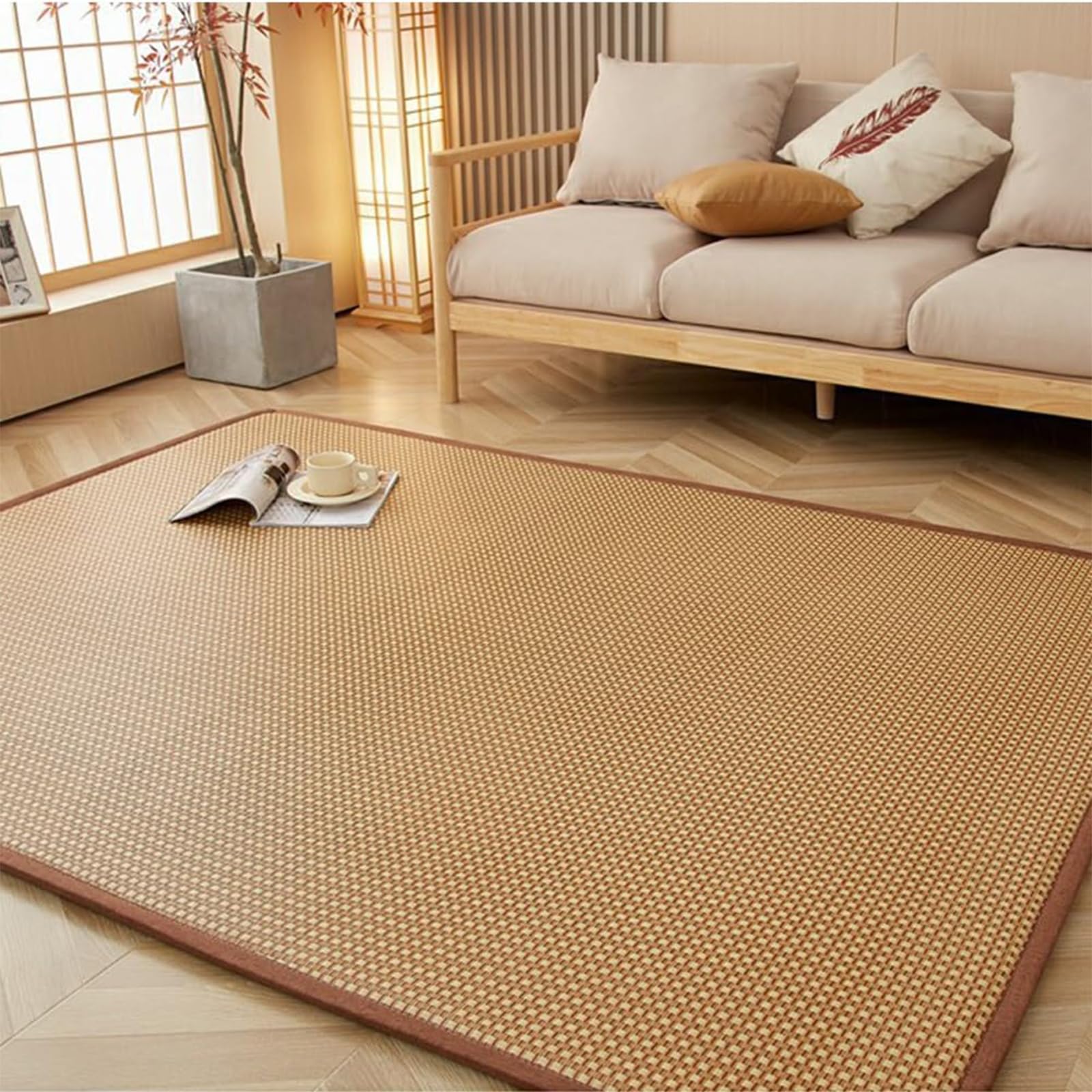 Tatami Materasso per pavimento, futon tradizionale giapponese, tappetino traspirante per meditazione per dormire, yoga, relax, 90 x 200 cm, soluzione comfort sul pavimento
