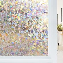 Haton 3D Rainbow Window Film Window Stickers for Glass Privacy 60x200cm | Stained Decorative Non-Adhesive Static Cling Removable Vinyl Films Glass Coverings for Doors Anti-UV for Home Office