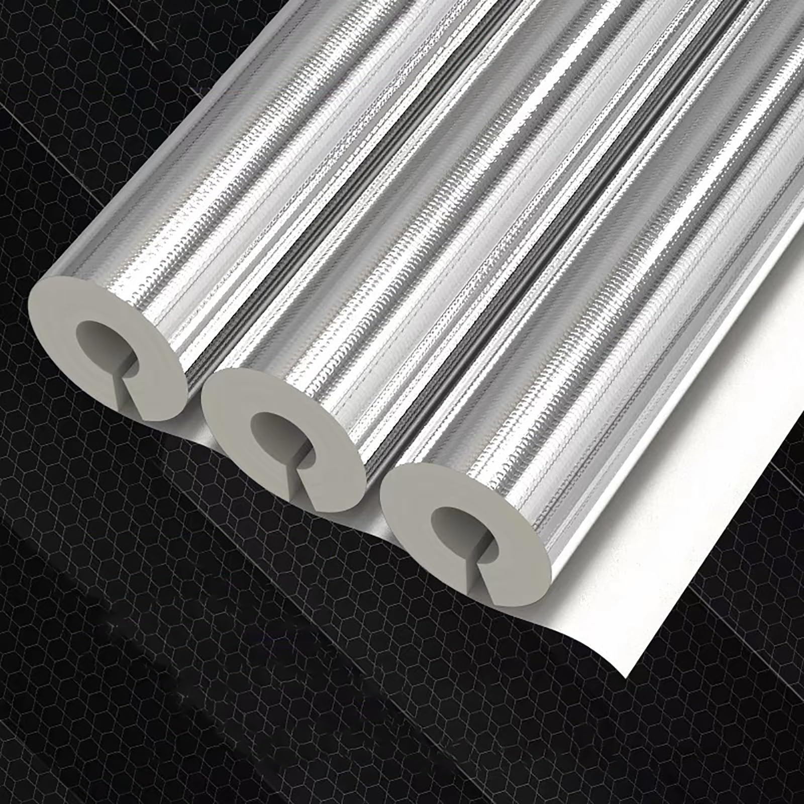 Envoltura de aislamiento de tuberías de espuma con cubiertas de tubo de espuma autoadhesivas y de aluminio para protección en invierno de aspersores y tuberías al aire libre (ID165MM/TH30MM)