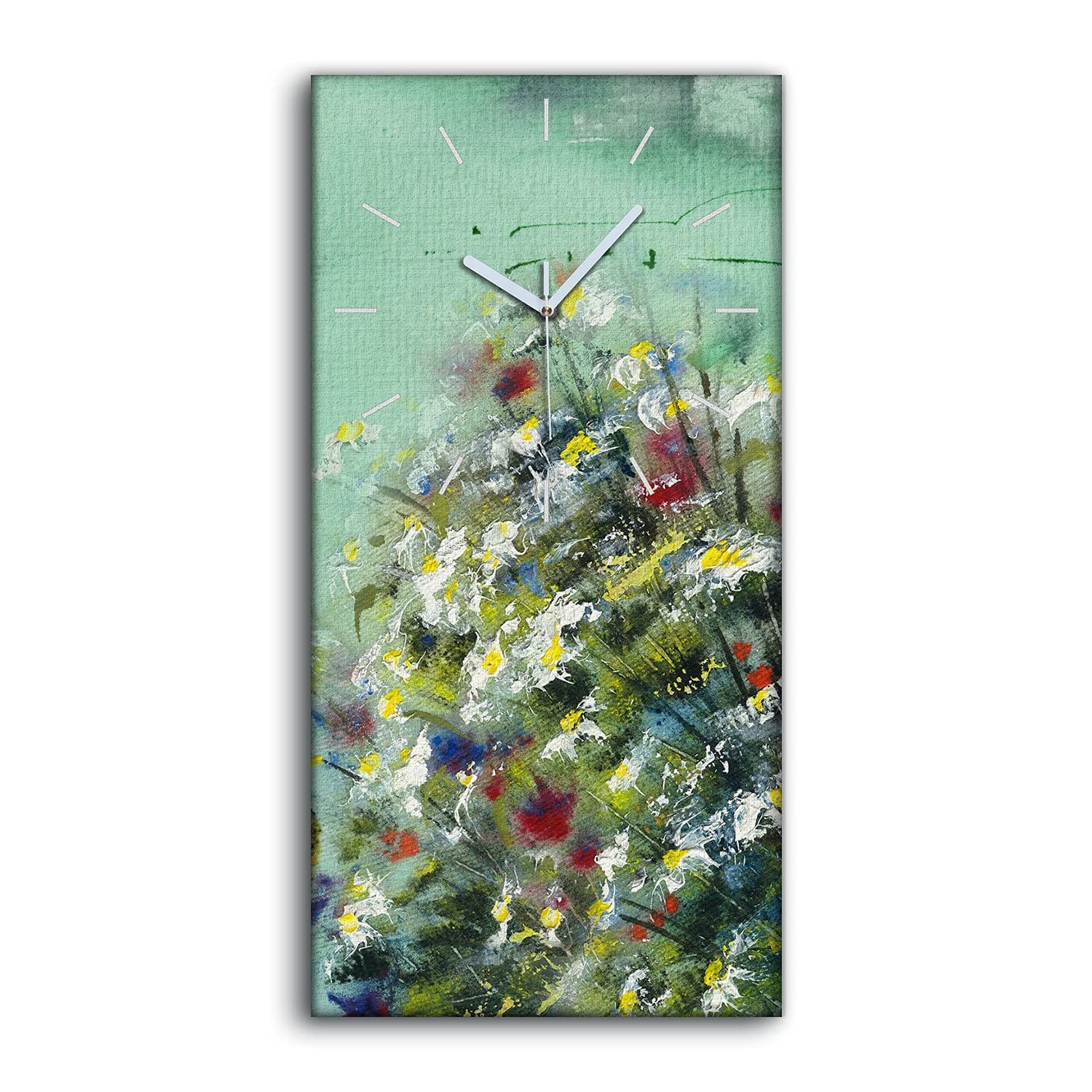 Horloge sur Toile Art Moderne Coloray 30x60 Image Art Mural Fleurs