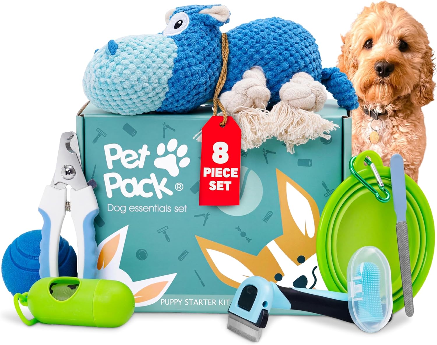 Pet Pack Dog Essentials Set Puppy Starter Kit for New Owners, Fun