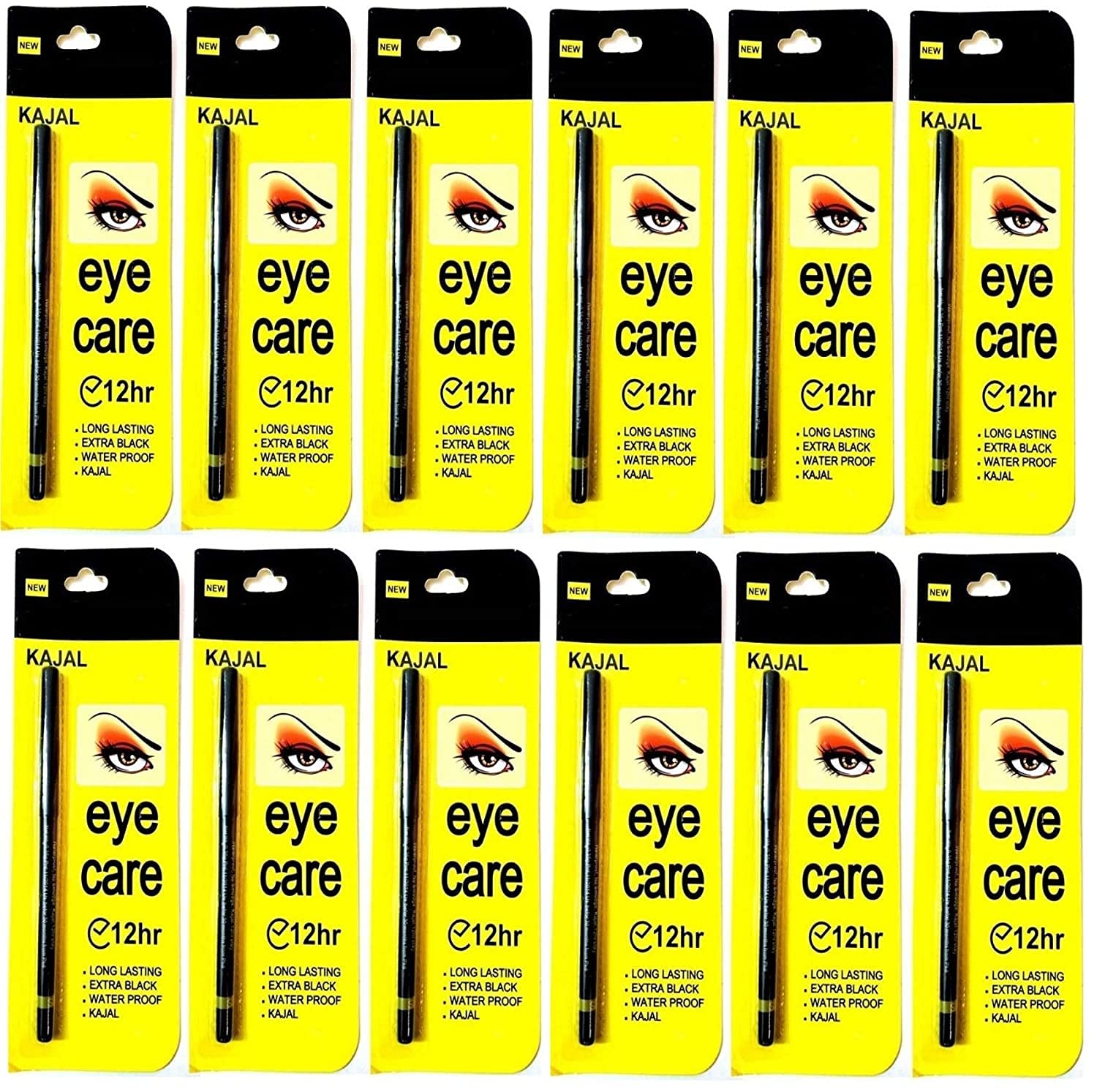 Glamezone Eye Care Kajal Long Lasting Extra Black Waterproof pack of 12 (Black, 12.6 g)-picture-37
