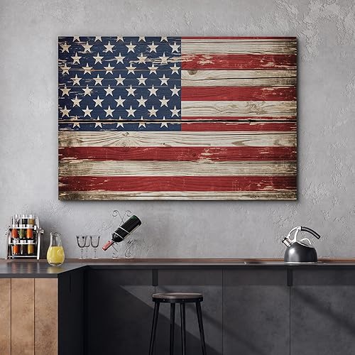 Miniatura 2 de wall26 Lienzo impreso para pared, panel de madera, bandera de Estados Unidos, historia educativa y escolar, arte moderno, nacional, clásico,