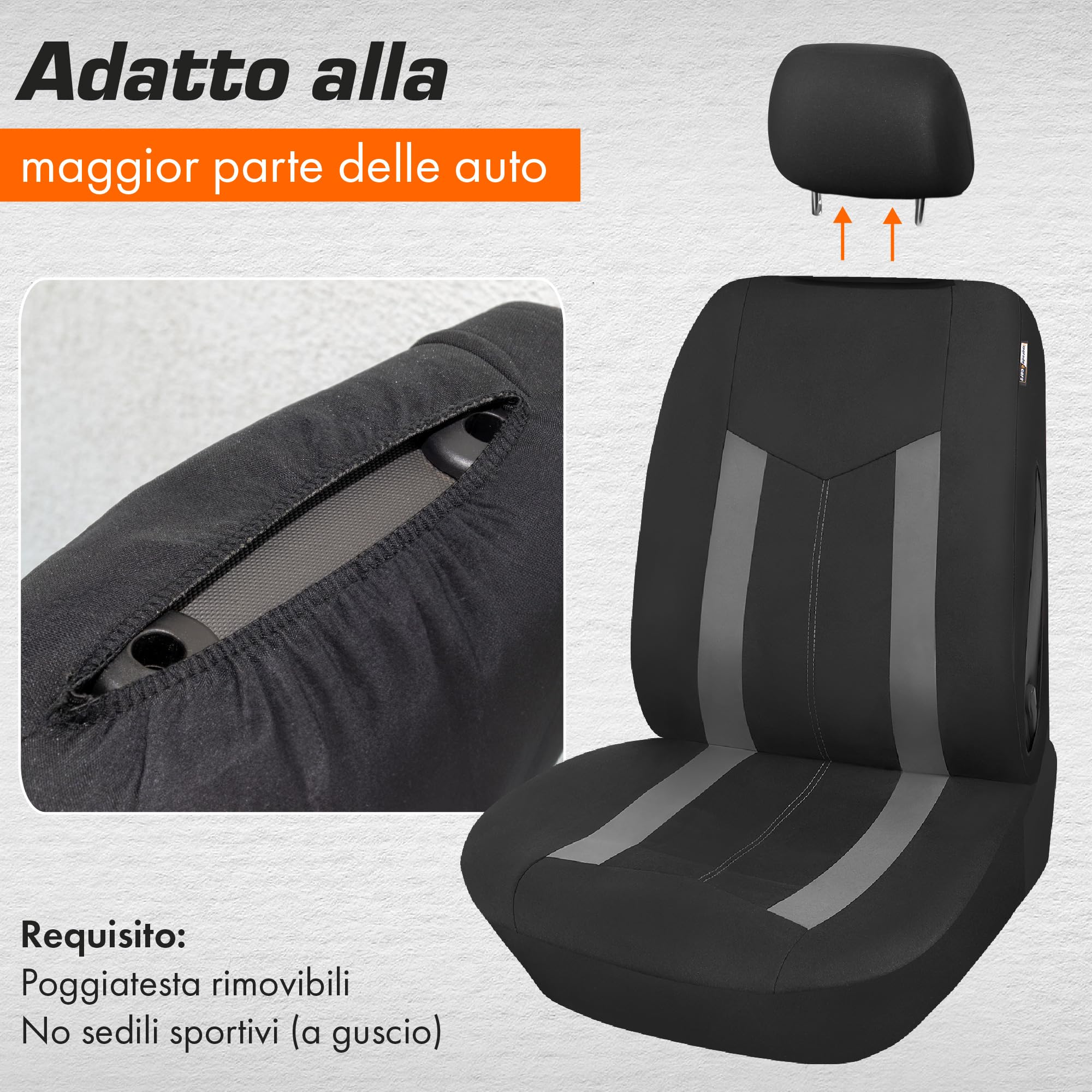Upgrade4cars Coprisedili Auto Universale Nero Grigio | Set Coprisedile Universali per Anteriori e Posteriori