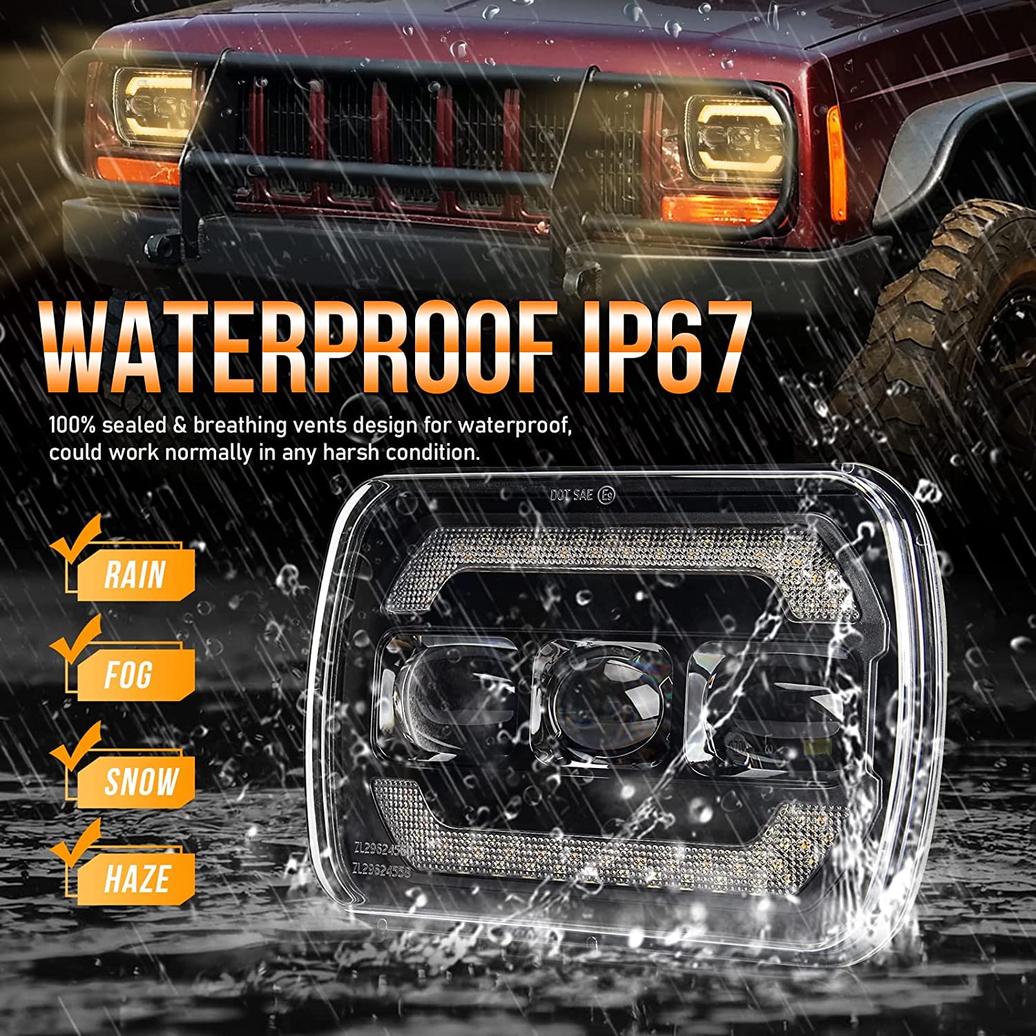 Amazon | 5x7インチLED ヘッドライト XJ チェロキーヘッドライトYJ 