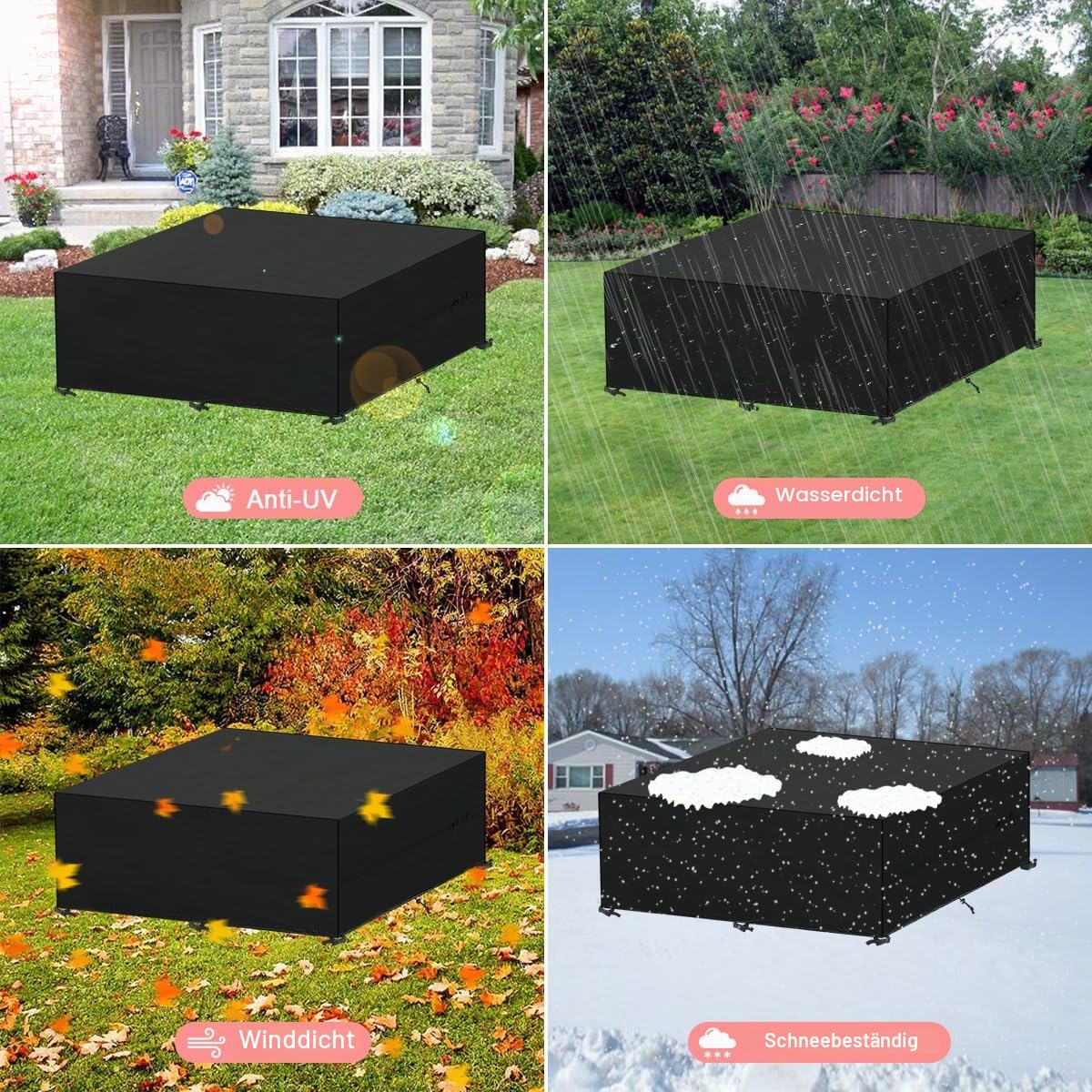 Abdeckhaube Gartenmöbel Anti-UV Tischabdeckung Outdoor Wetterfest | Schutzhüllen für Gartenmöbel Wasserdicht Abdeckung Gartenmöbel Winterfest Anti-UV Abdeckplanen für Loungemöbel 360x240x90cm