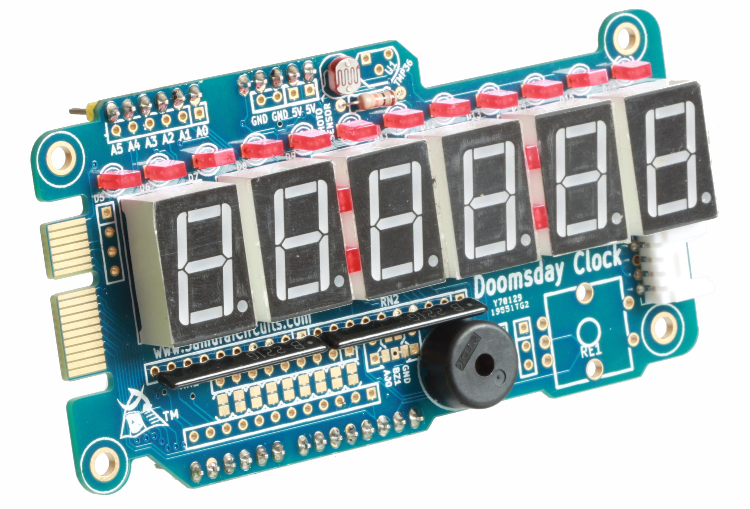 Doomsday Clock Shield Kit for Arduino by Samurai Circuits