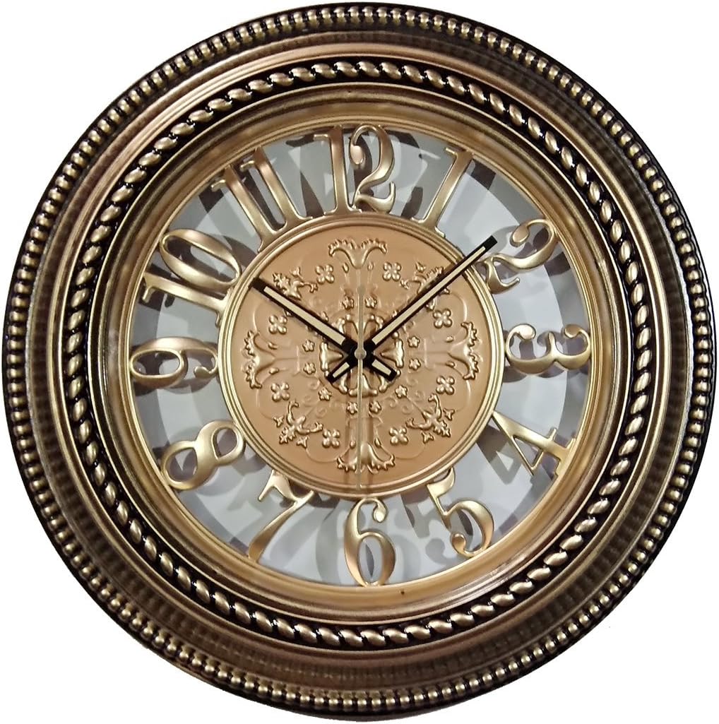 ROYSTAR Plastic Wall Clock (Gold_0.9 Inch X 14.9 Inch X 14.9 Inch)