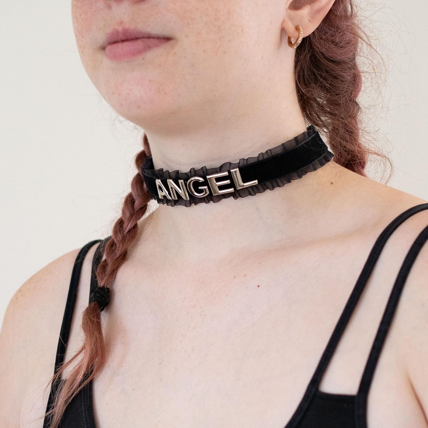 Handmade Black Choker Necklace for Women, Adjustable Black Velvet Lace Choker Collar for Women with Silver Letters, Gothic Choker Jewelry Gifts - Image 4