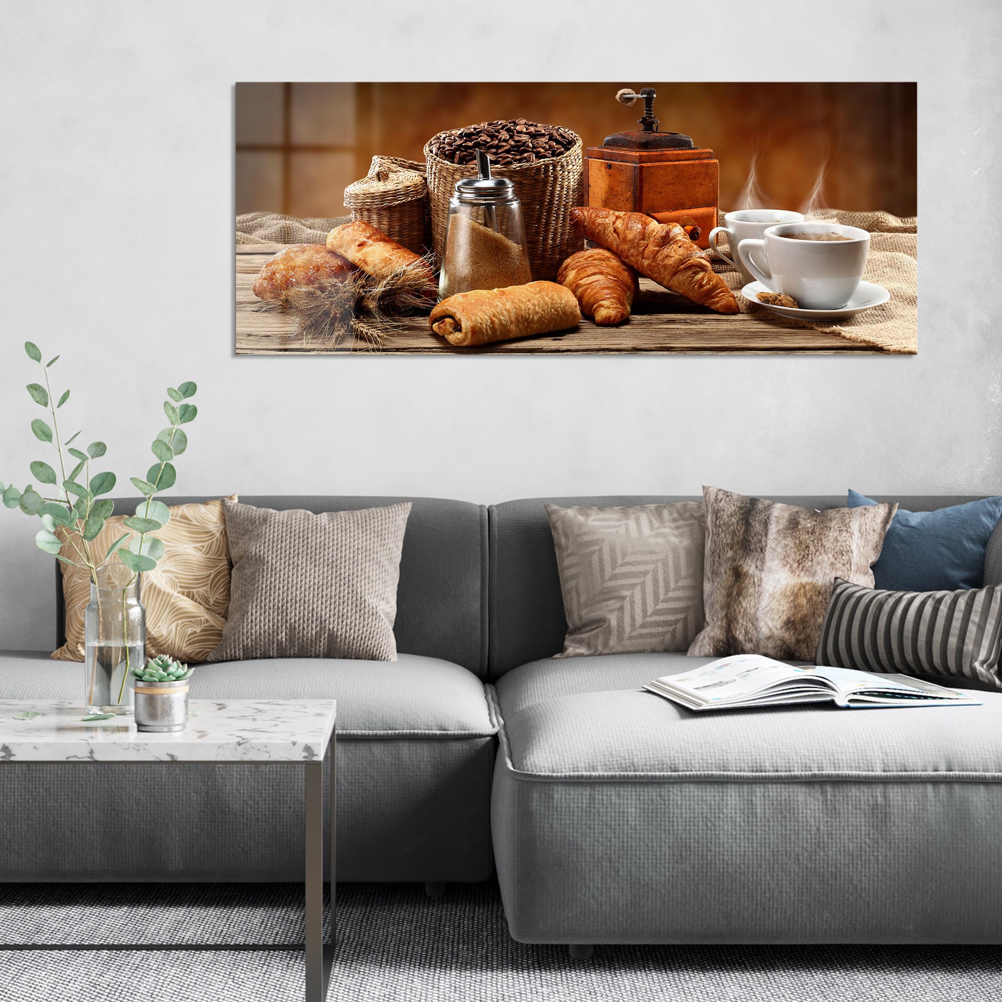 DEQORI Obraz na szkle z prawdziwego szkła, motyw przyjemnej przerwy, jednoczęściowy poziomy, 150 x 60 cm, piękna dekoracja, obraz ścienny do salonu, sypialni, przedpokoju i kuchni, nowoczesna