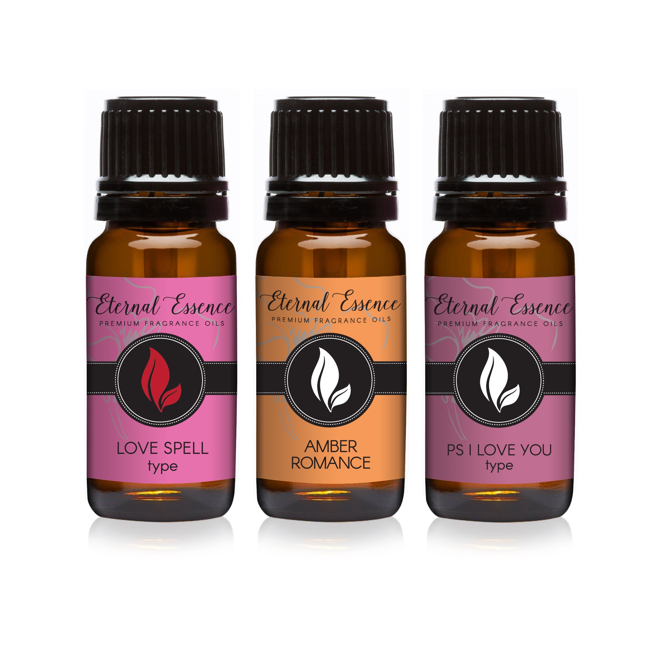 Trio (3) - Love Spell Type, Amber Romance &amp; PS I Love You Type - Premium Fragrance Oil Trio - 10ml