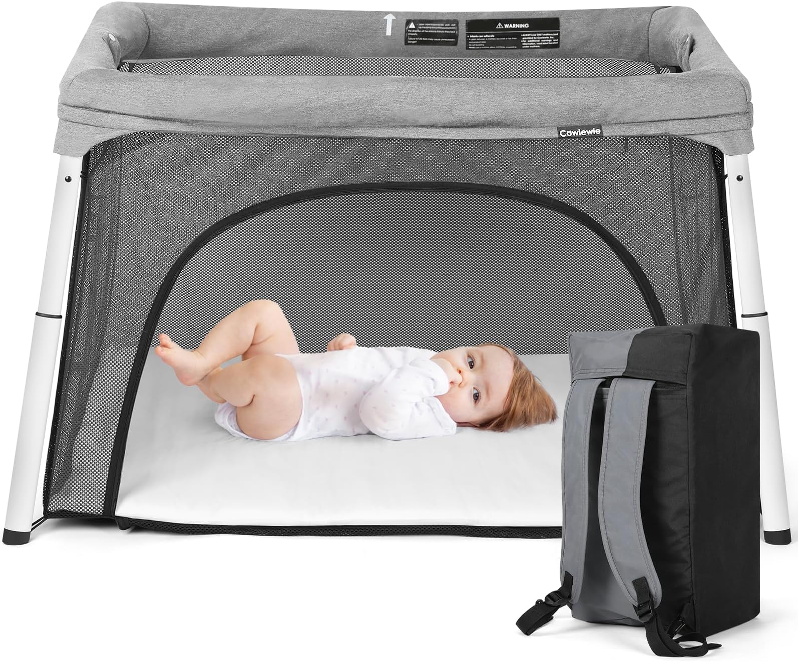 Cowiewie Travel Crib and Playard, Folding Portable Crib