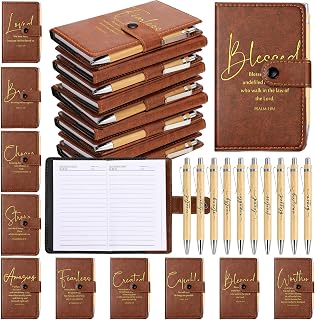 Spakon 40 Pcs Christian Gifts Bulk Prayer Journal with Pens, Dark Brown