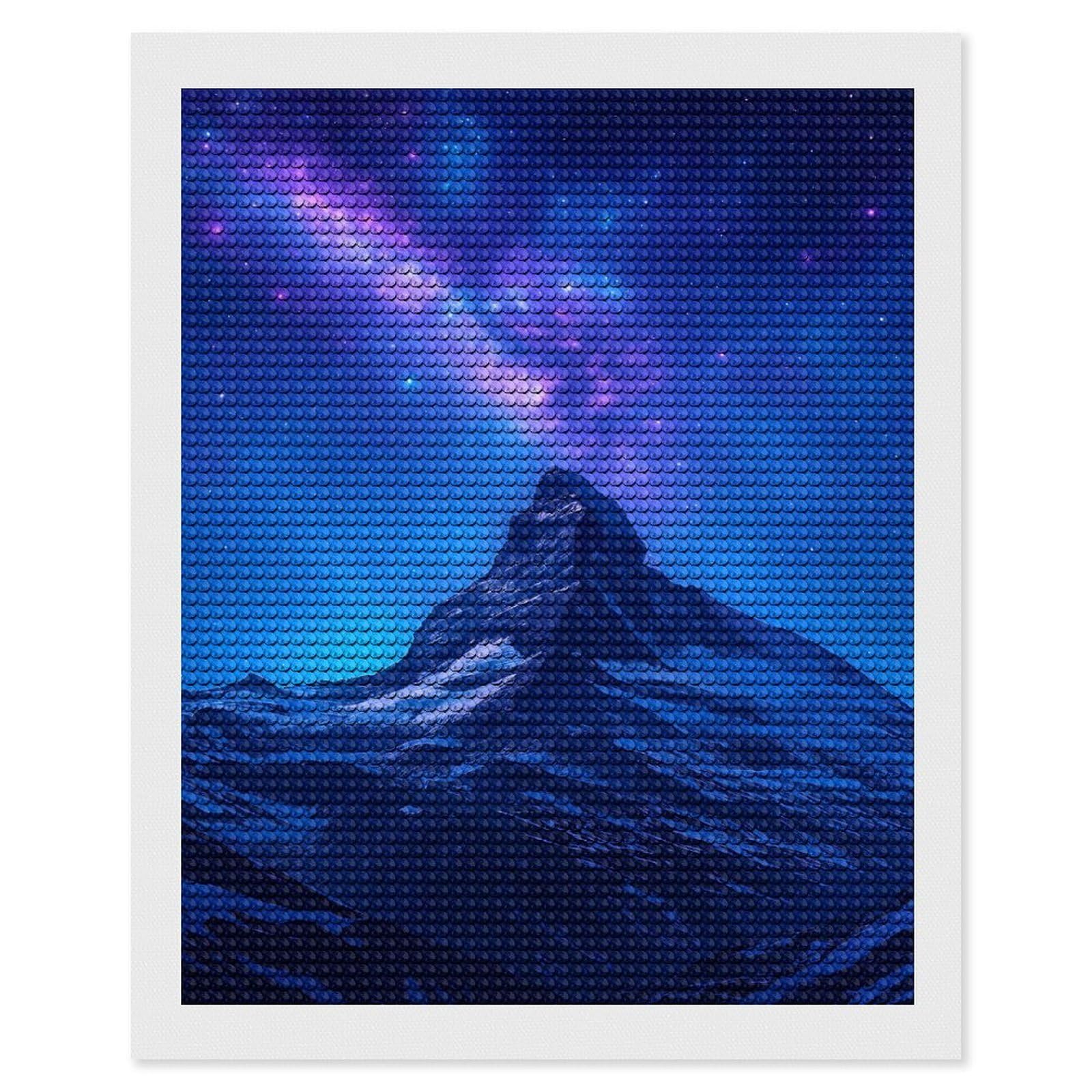 Junmoney Matterhorn Peak Under A Starry Sky Diamond Art Kit 16"x20", Relaxing DIY Hobby, Satisfying Creative Project, Living Room Decor, for Women