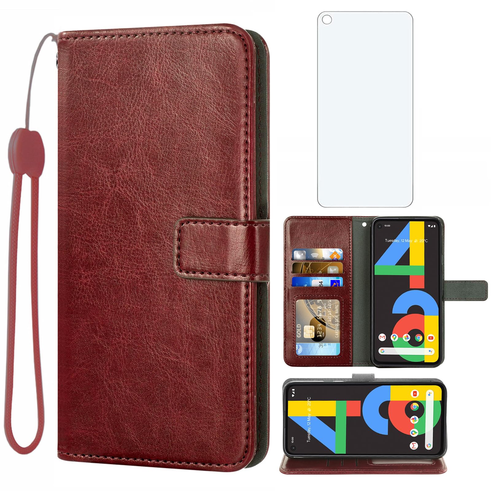 Asuwish Handyhülle Für Google Pixel 4a – Wallet Case Mit 8 Kartenfächern, Standfunktion & Inkl. Schutzfolie | Aus PU-Leder, Farbe Blau