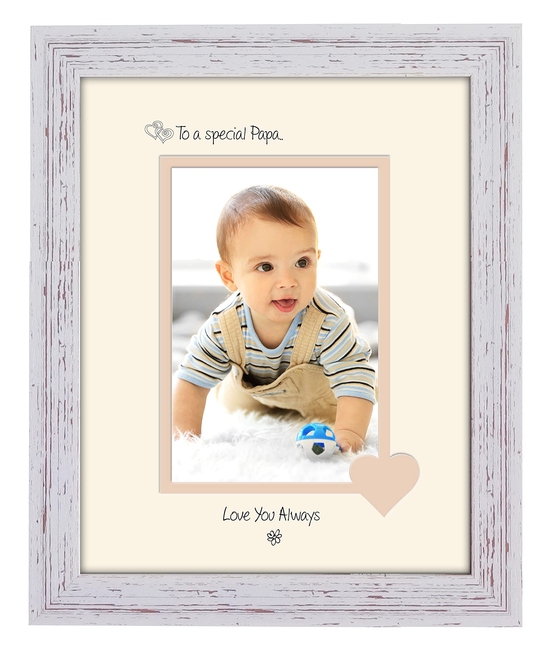 Photos In A Word Shabby Chic Frame Cream Mount Beige Inside Papa Photo Frame Special Papa Love You Always Portrait 1134F Double Mounted Quality Gift (Shabby Chic Frame Cream Mount Beige Inside)