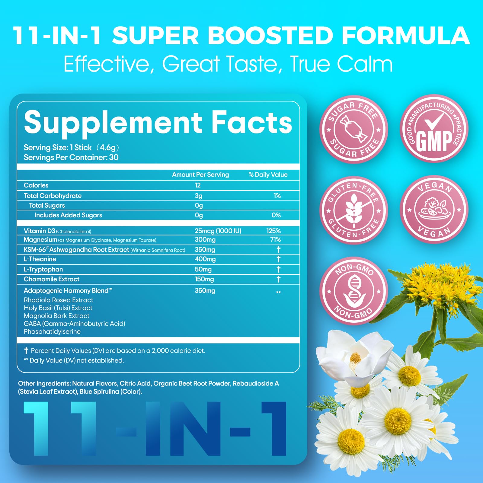 Ultimate Calm Drink Mix - Super Cortisol Reducer Supplement, Magnesium Glycinate Powder, Ashwagandha, L Theanine, Holy Basil, Vitamin D3, Supports Relax Focus Sleep Mood — Amazon image 6