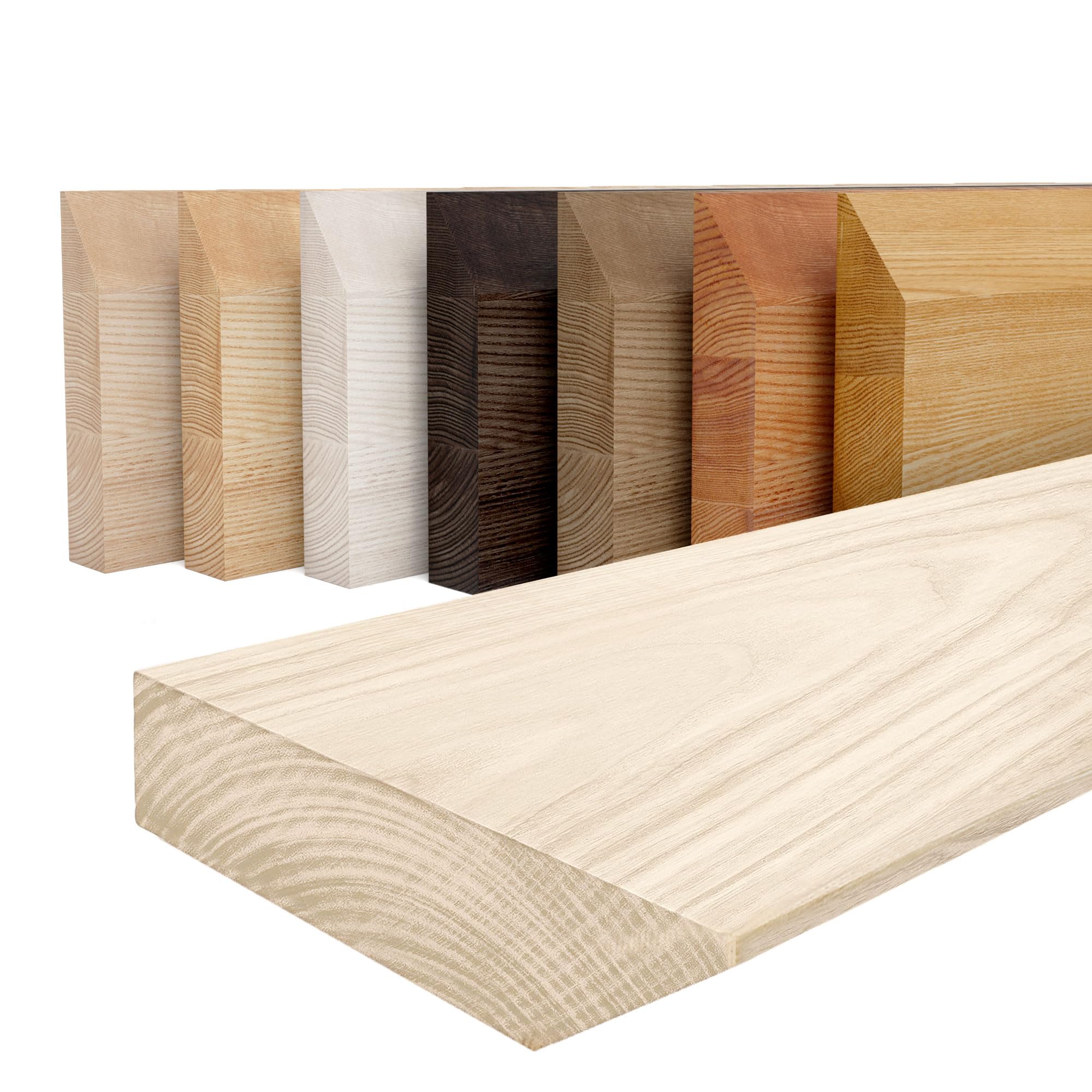 LAMO Manufaktur Schweberegal Holz ohne Befestigung 60cm breit, Wand Regal, Floating Shelf für Wohnzimmer, Küche, Arbeitszimmer - Farbe: Roh, Kante: 1X 45-Grad-Fase - Massivholz, modernes Design