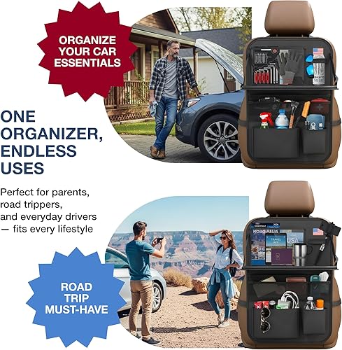 Miniatura 8 de Organizador de asiento trasero de automóvil con soporte para tableta (paquete de 2)  Organizador de almacenamiento de coche Oxford 600D actualizado