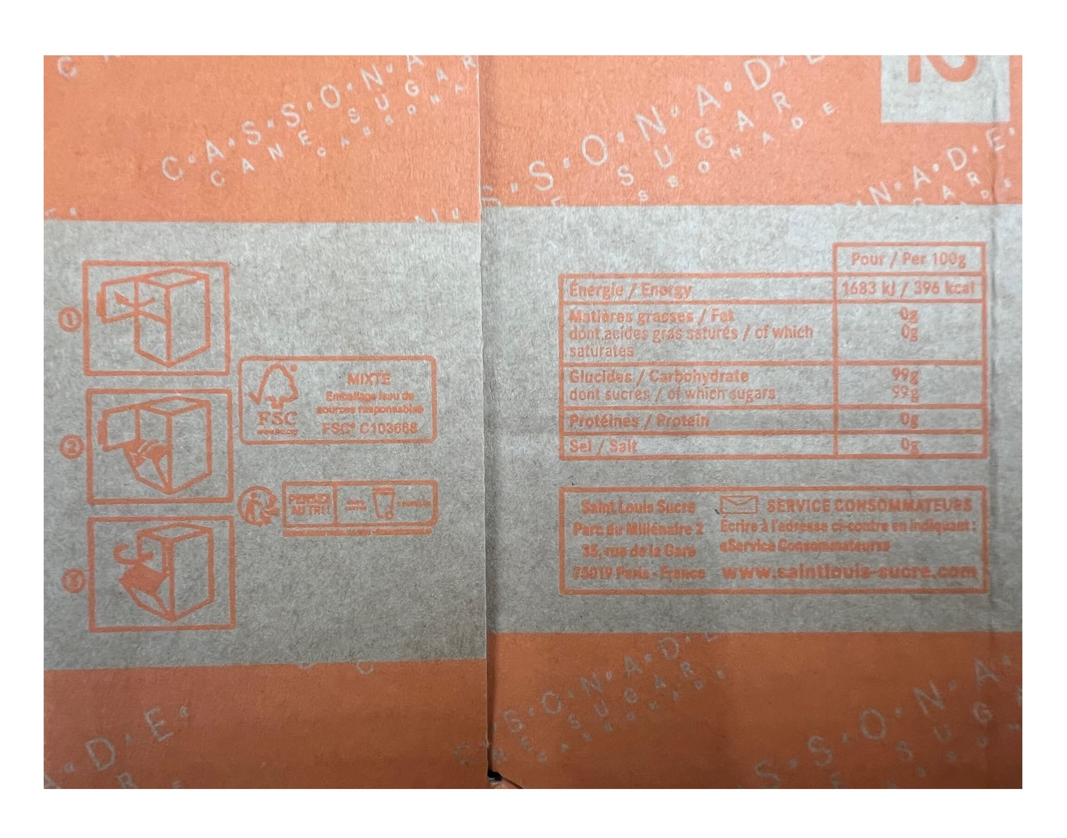 SUCRE CASSONADE EN POUDRE SAINT LOUIS - 500 BÛCHETTES DE 5g - 2,5 KG SUCRE ROUX DE CANNE IDÉAL POUR LES PROFESSIONNELS