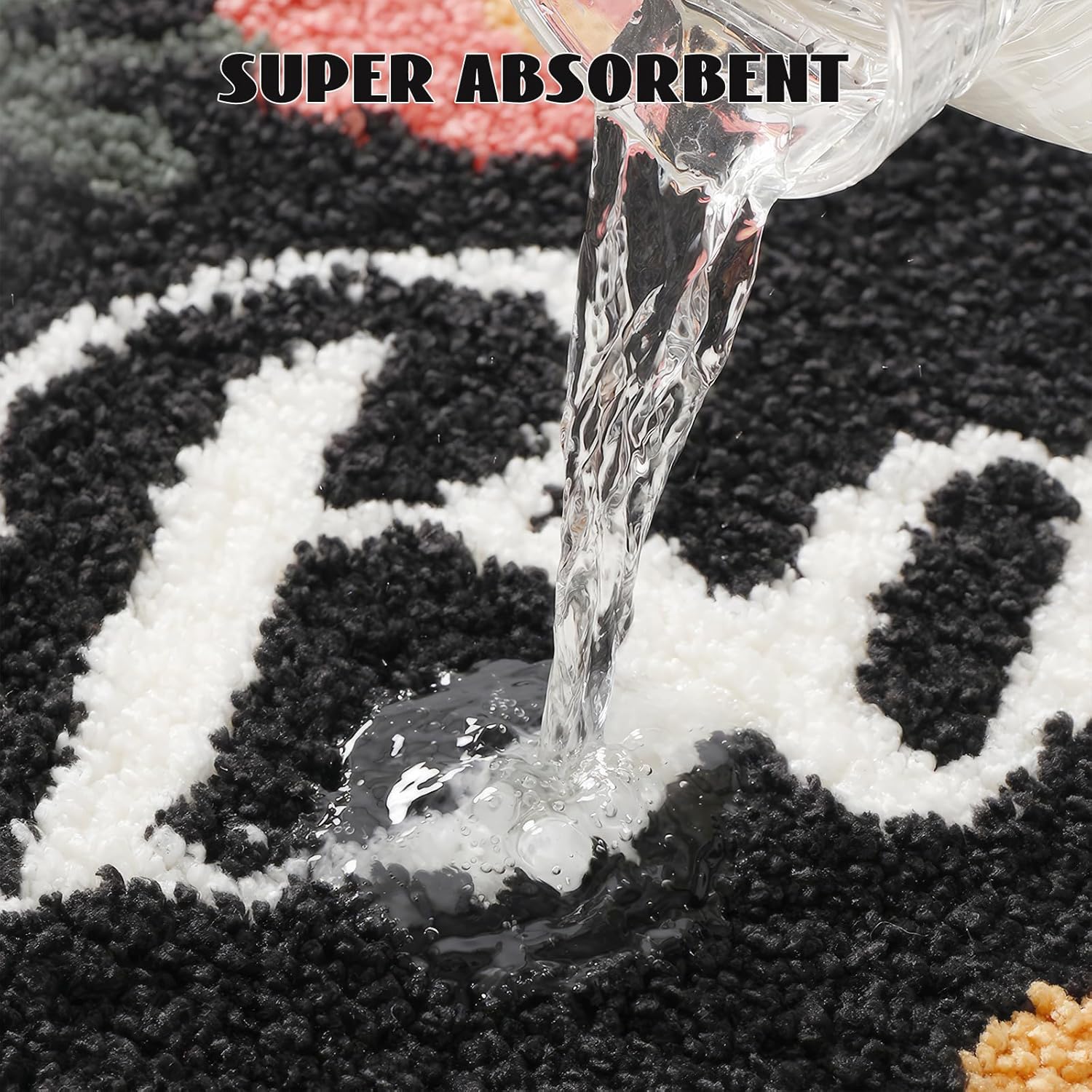 Bath Mat, Cute Flower Bathroom Rugs with Soft Thickened Microfiber, Absorbent Quick Dry Non Slip Bathtub Floor Mat, Machine Washable Plush Shaggy Decor Mat for Bedroom Shower Doorway 20x31 Inch