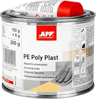 APP Poly Plast - Mastic polyester universel | Mastic carrosserie voiture pour réparation de acier, métal, aluminium, plastiques, béton, bois | Résine Polyester avec durcisseur | Beige clair | 0,2 Kg