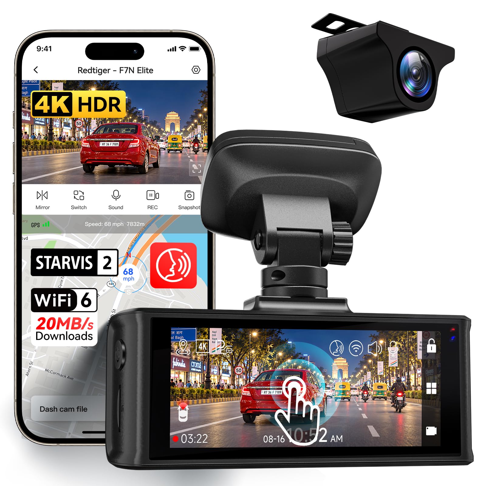REDTIGER F7N Elite 4K Dual Dash Cam - 2 Channel -1