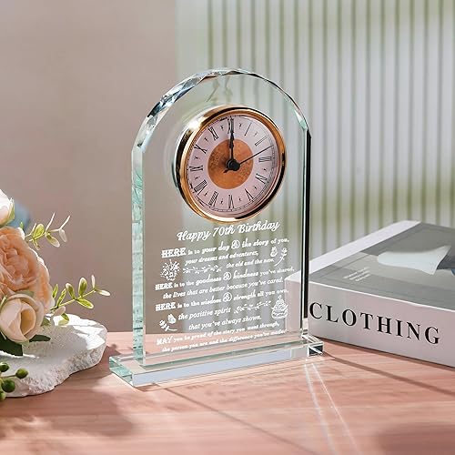 Miniatura 6 de Regalos de 70 cumpleaños para mujeres y hombres Reloj de cristal personalizado 1954 regalo de cumpleaños de 70 años para ella él Ideas de regalos