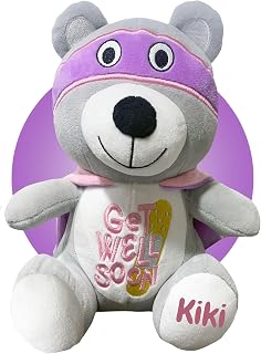 Get Well Soon Gift for Kids - Personalized - Feel Better Superhero Teddy Bear - Get Well Soon Care Package - Child Injuries Gift Basket - 9" Superhero Jr. Teddy Bear