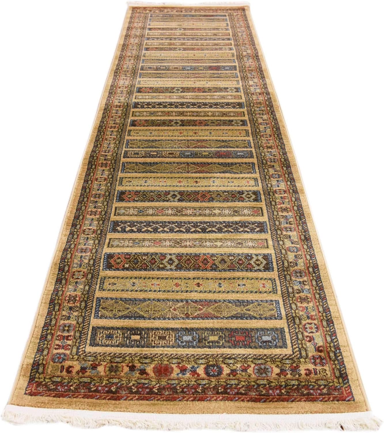 Unique Loom Fars Collection Area Rug - Pasadena (2' 7" x 10' Runner, Tan/ Light Blue)