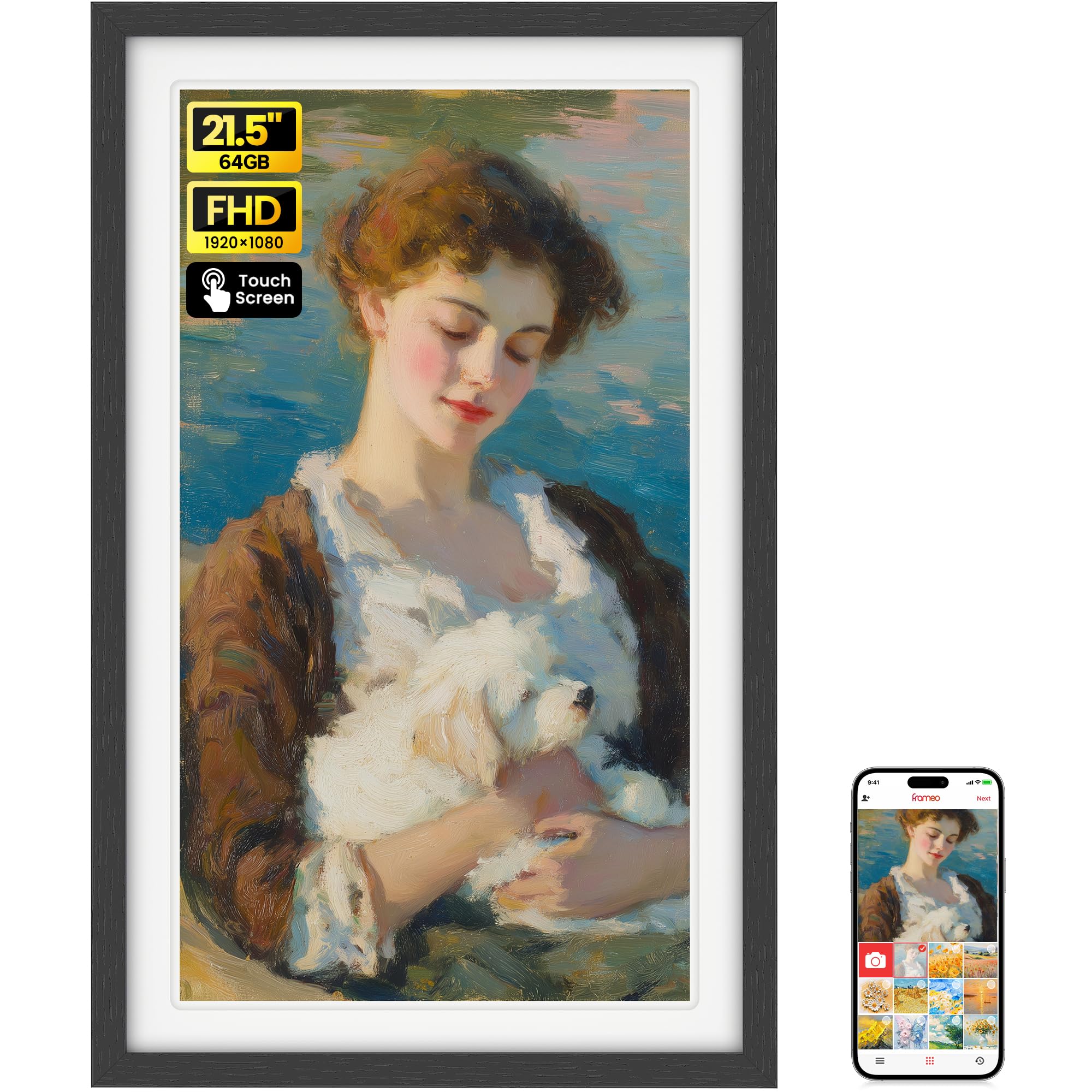 BIGASUO 21.5 Inch Large Digital Picture Frame 64GB