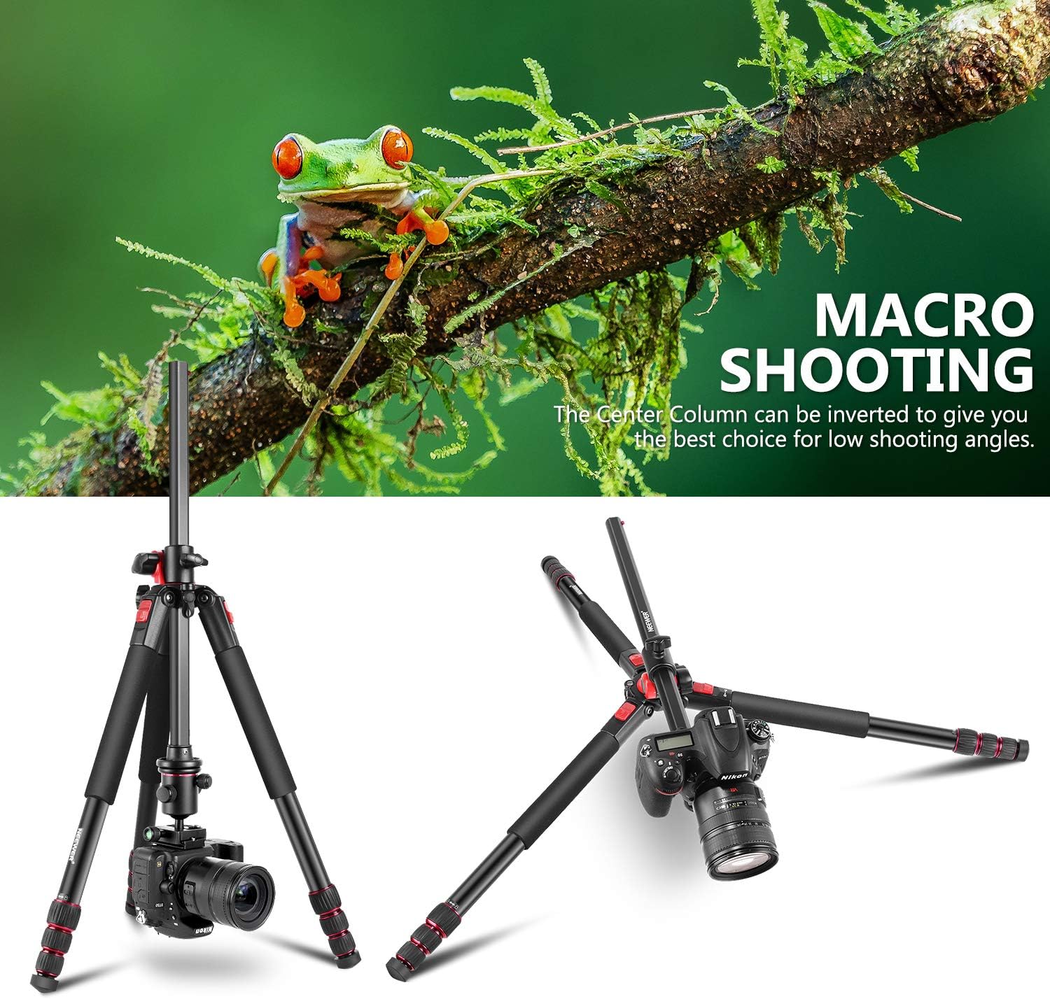 NEEWER 79 inch Camera Tripod Monopod with Center Column and Ball Head Aluminum, Arca Type QR Plate, Bag, Horizontal Tripod Overhead Camera Mount for DSLR Camera, Video Camcorder, Max Load: 33lb : Electronics
