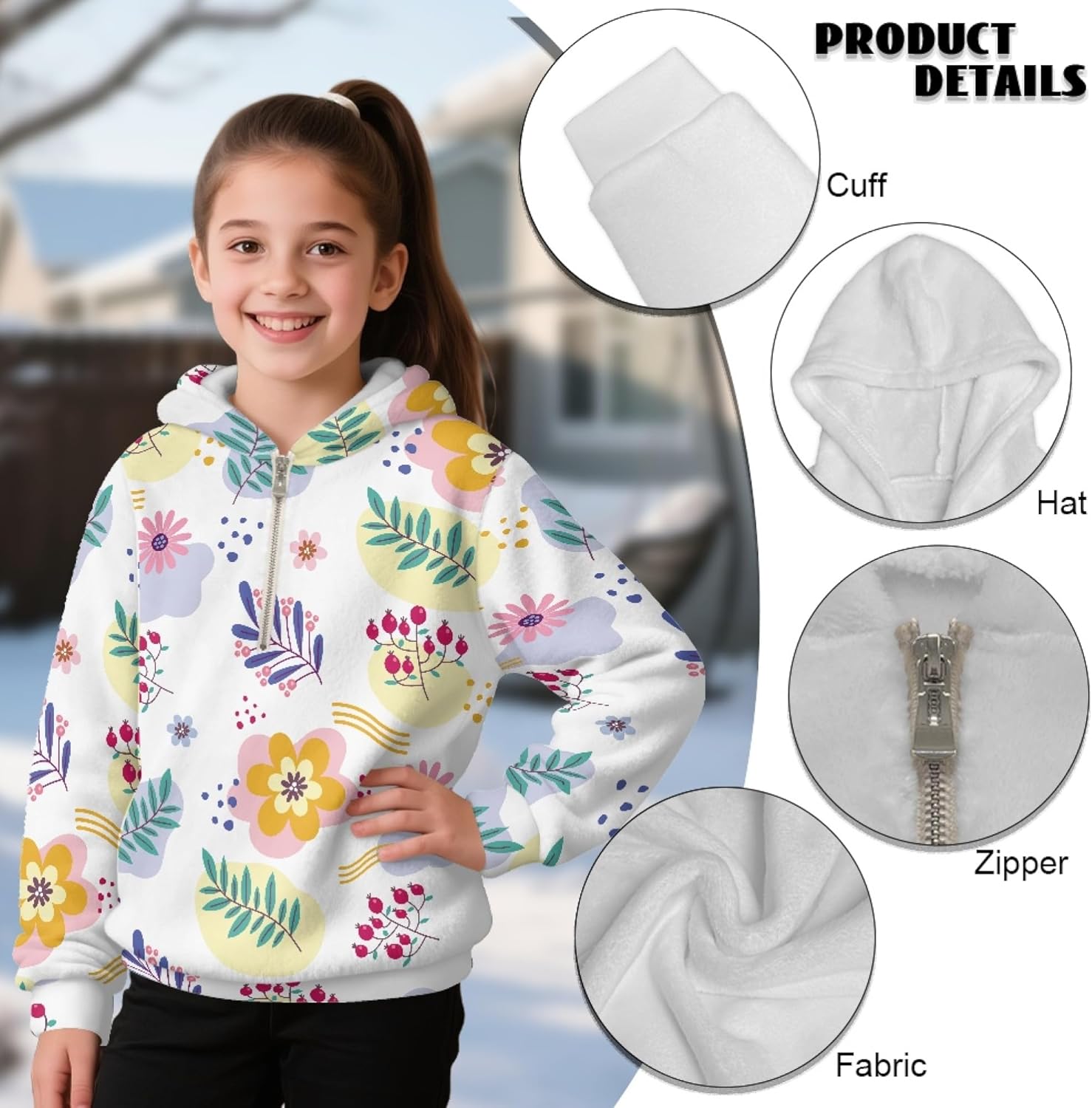 Hawapod Half Zip Up Hoodie For Girl Casual Comfort Pullover Hoodies Long Sleeves Daily Athletic Sweatshirt Size 4-15